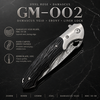 Couteau de poche pour gentleman en acier Damas VG10, manche en bois d'ébène sculpté à la main, verrouillage Liner Lock, HRC 55-58, pour camping en plein air, vente en gros