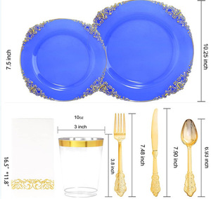 Vente en Gros Noël Lot <span class=keywords><strong>de</strong></span> 175 Pièces Fournitures <span class=keywords><strong>de</strong></span> Mariage Fête d'Anniversaire Kit <span class=keywords><strong>Vaisselle</strong></span> <span class=keywords><strong>Jetable</strong></span> Couteau Fourchette Cuillère Assiette Gobelet - Product Image 4