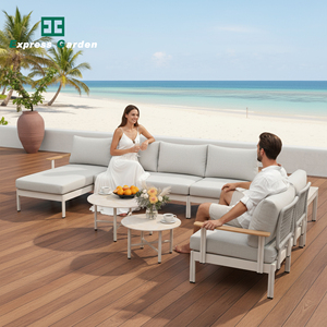 Conjunto de Sofás Modernos de Lujo en Forma de L de Aluminio para Jardín, Balcón, Patio y Uso en Exteriores - Product Image 1