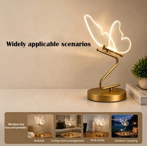 Lámpara d mesaLEDcon mariposa dorada,luces nocturnas de noche modernas y lujosas para el dormitorio y la sala d estar,decoración - Product Image 5