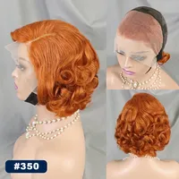Perruques cheveux humains bouclés et rebondissants naturels Perruque courte coupe lutin Perruque frontale en dentelle transparente 13x4 pour femmes noires préplumées