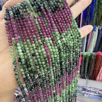 HUI RUI vente en gros 2mm 3mm 4mm dégradé rubis zoisite + rubis à facettes rondes sable perles en vrac pour la fabrication de bijoux conception bricolage
