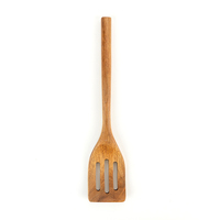 Ensemble de spatule et cuillère à fentes en bois d'acacia durable et bambou, fabriqué à la main, 2 pièces, outils de cuisine résistants à la chaleur
