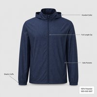 Jaket Anti Air Custom, Berkerudung, Tahan Angin, Ringan, Mantel Luar Ruangan untuk Pria Wanita Anak-anak Ukuran S-5XL