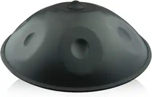 "Âm nhạc LARK" handpan trong D nhỏ 9 ghi chú trống tay thép + Túi Pan tay mềm (22.8 "(58cm), Đen (D nhỏ)