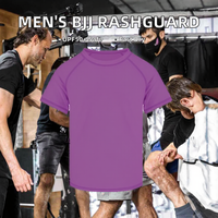Rashguard MMA Pria Lengan Pendek Kompresi Cepat Kering UPF50+ Tahan Air Spandex Anti-Robek untuk No-Gi Grappling Sparring