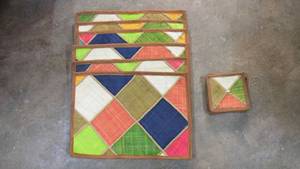 BOHO Kitchen Table Decor Set Eco-Friendly Raffia Fiber Custom Printed <b>Woven</b> <b>Placemats</b> Coasters Office Coffee Dining Party - Product Image 3