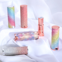 CAIYA luxe dégradé D12.1mm brillant or Rose vide baume à lèvres conteneur Bling paillettes Style rouge à lèvres Tubes emballage Chapstick