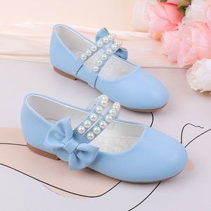 Zapatos planos para niñas, nuevos de primavera/verano, zapatos escolares, zapatos de baile, zapatos de princesa, zapatos de vestir, sin cordones, con lazo, perlas, velcro, zapatos para bebé - Product Image 1