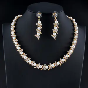 2024 Fashion Womens Zircon Bridal Wedding Jewelry necklace and earrings set