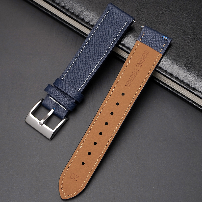 Navy Blue&White Line+Silver Buckle