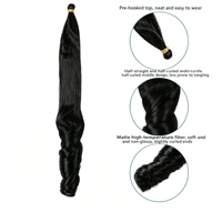 Extensions de tresses au crochet en fibre haute température, style dreadlocks, ondulations lâches françaises, pointe droite, extrémités bouclées lâches, 24 pouces, 150g
