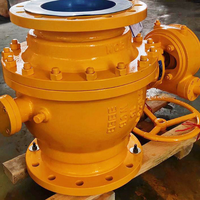 Vannes à boisseau sphérique fixes à bride en acier moulé WCB / acier inoxydable à commande turbine pour eau, huile et gaz