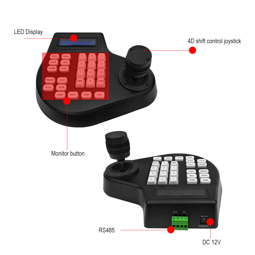 4D Joystick Keyboard Controller RS485 for CCTV Analog Cameras