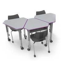 Bureau d'ordinateur portable en métal et bois pour étudiants, table et chaise triangulaire