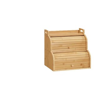 Caja de madera para guardar pan con cortina enrollable, caja para pan con asa, contenedor para guardar pan, estante para botellas de condimentos - Product Image 5