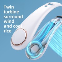 Ventilateur de cou sans pales, portable, silencieux, numérique, 5 vitesses, en plastique souple, rechargeable par USB, pour extérieur