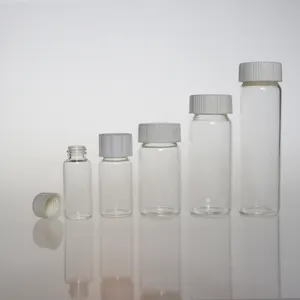 10ml 20ml 30ml 50ml 100ml 120ml Clear Tubular Glass Vials With Screw Aluminum Lid For Candy Pill Storage