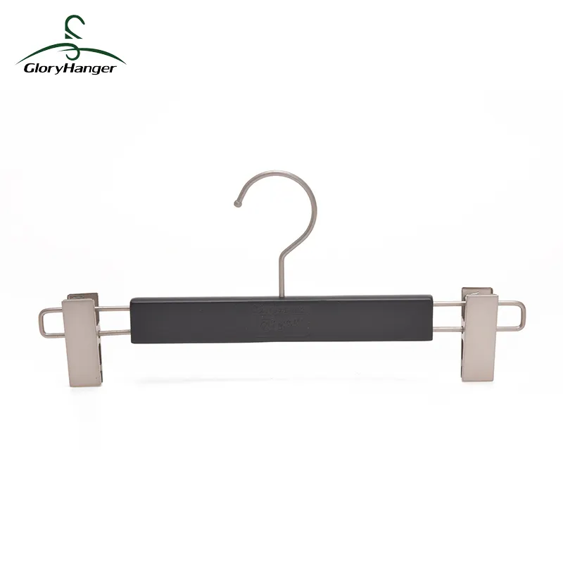 Black Clothes Hanger Luxury Wooden Swivel Pants Hangers With Clips