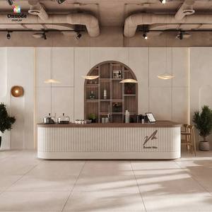 Mostrador de Café de Madera Personalizado con Iluminación LED, Muebles de Café a Medida, Accesorios para Cafetería y Panadería, Diseño Completo de Tienda, Servicio Integral - Product Image 1