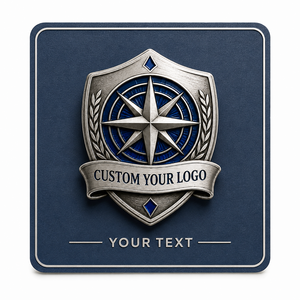 Badge personnalisé en alliage de zinc plaqué argent avec motif étoile en relief pour cadeau d'entreprise - Product Image 1