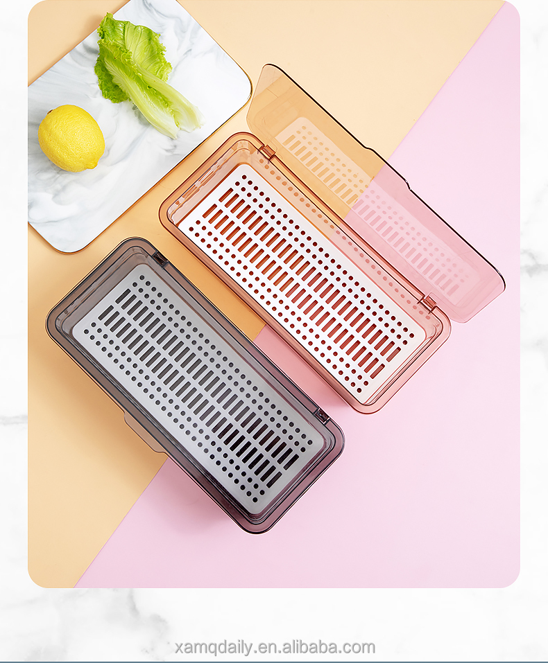 Multi-function chopsticks box household transparent belt cover drain chopsticks cage kitchen dustproof tableware storage box