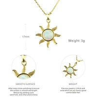 Collier pendentif tournesol en argent 925 plaqué rhodium et or rose tendance avec opale de feu pour femmes - Mariage, fiançailles, fête