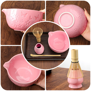 Japanese 4-Piece Matcha <b>Tea</b> <b>Set</b> Ceramic Bowl & Bamboo Whisk with Butterfly Pattern Traditional Matcha <b>Tea</b> Ceremony <b>Set</b> - Product Image 4