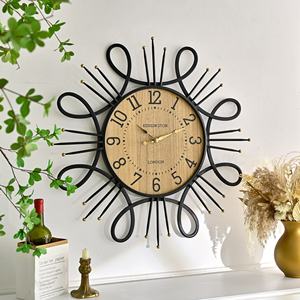 HOME Art Deco Rustic Still Life Hanging Quartz Needle Wall Decor <b>Clock</b> with Black Metal Frame <b>for</b> <b>Living</b> <b>Room</b> - Product Image 4