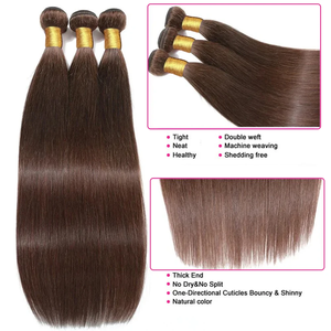 100% brésilien # 4 paquets de cheveux humains blonds lisses, extensions naturelles ondulées brutes avec perruque brun chocolat, super offres sur les tissages - Product Image 4