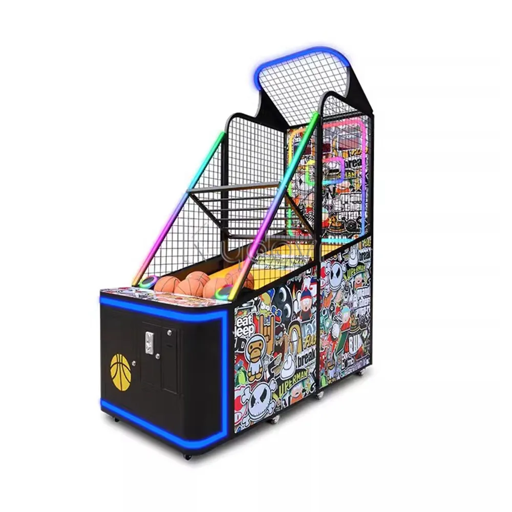 Commercial amusement park luxury electronic coin operated shooting trainer arcade basketball game machine