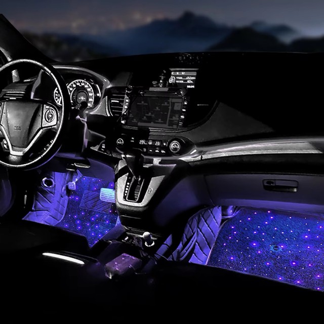 LED Stars RGB Car Luminous Floor Mats Car Decorative Lights Starlight Fiber Optic Car Floor Mats Lightnd