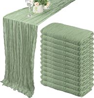 Chemin de table en gaze vert sauge semi-transparente bleu marine en mousseline de soie Set de table chemin de table à manger macramé rose brodé beige