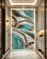 Panneau mural SPC en PVC brillant UV, ignifuge, effet marbre, le plus vendu pour les projets commerciaux