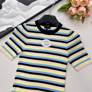 Robe Courte Décontractée pour Femme à Manches Courtes Rayée en Maille avec Découpe Poitrine Coupe Ajustée Mini-Robe Moulante d'Été - Product Image 4