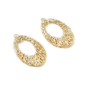 18K Gold Color Plated Brass Irregular Branch <b>Stacking</b> Hollow Oval Shaped with Hanging Hole Pendants DIY Earrings <b>Necklace</b> Making - Product Image 2