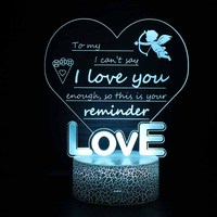 Belle veilleuse 3d pour 3D Illusion Led lumières ABS acrylique LED veilleuses fille jouet fissure lampes de Table