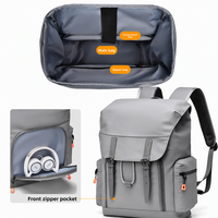 Sac à dos pour ordinateur portable en polyester résistant à l'usure, design ergonomique à rabat, idéal pour les étudiants et les voyages en extérieur