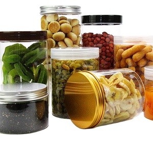 4oz 8oz 16oz 32oz 120ml 250ml 500ml 1000ml Plastic Transparent PET Jars with Aluminum Gold Silver Caps Black Brown clear lids