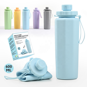 Bouteille d'eau de sport en silicone réutilisable, pliable, anti-fuite, sans BPA, légère, pour la salle de sport, la course à pied - Product Image 2