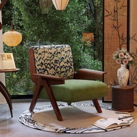 GEDO Canapé simple style français Mid-Century Design Zebra Bois massif pour meubles de maison Salon paresseux Balcon Loisirs