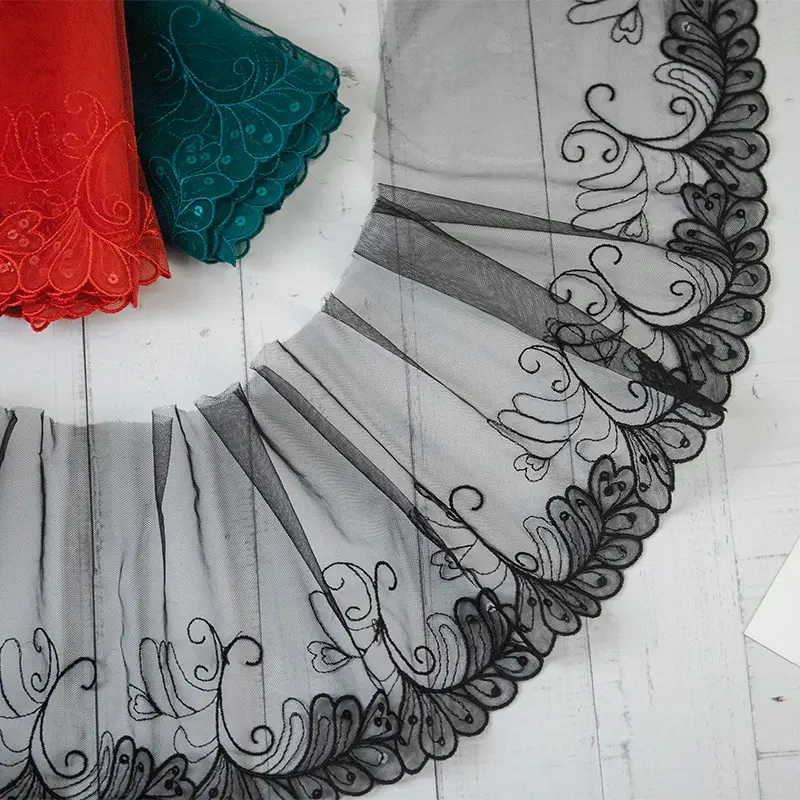 幅16cmカラフルな装飾刺繍メッシュレースウェディングドレススカートカーテンエッジ用
