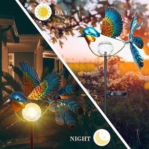 Chim ruồi LED crackled Glass <span class=keywords><strong>Globe</strong></span> ngoài trời trang trí nội thất sắt đèn cơ thể cảnh quan chiếu sáng vườn Stakes - Product Image 3