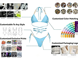 Traje <span class=keywords><strong>de</strong></span> Baño <span class=keywords><strong>de</strong></span> Dos Piezas para Mujer, Estampado Floral, Estilo Brasileño, con Logotipo Frontal - Product Image 5