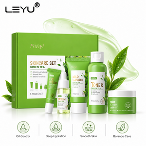 라이코우 OEM ODM OBM 공장 직판 도매 자체 브랜드 유니섹스 녹차 세트 50g 워시 100ml 워터 25g 크림 15g 아이크림 17ml - Product Image 1