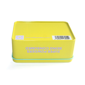 Boîte en fer blanc rectangulaire jaune rayonnant personnalisée avec couvercle séparé pour l'emballage de poudre bien-être haut de gamme et le stockage de luxe - Product Image 2