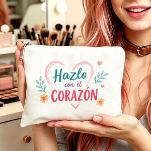 Bolsa de cosméticos con estampado de corazones y eslogan positivo, bolsa de cosméticos para mamá, hijas, amigas, regalos ideales para viajes, cumpleaños - Product Image 2