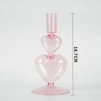Bougeoir en verre romantique rétro en forme de cœur, sur pied haut, rayé, avec couvercle en verre, pour décoration créative de mariage et de maison