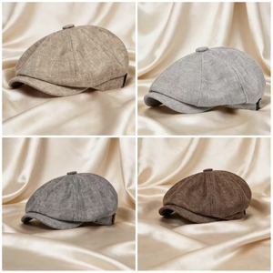 Casquette Gavroche et <span class=keywords><strong>Béret</strong></span> pour Hommes et Femmes, en Coton et Lin, Unis ou Imprimés, Style Artiste <span class=keywords><strong>Français</strong></span>, Casquette Plate, <span class=keywords><strong>Béret</strong></span> Gatsby, pour Fêtes et Tenues Décontractées, Vente en Gros - Product Image 2