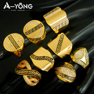 Anillos de Circón de Diseño de <span class=keywords><strong>Moda</strong></span> de Venta en Línea al por Mayor Chapados en Oro, Joyería de Lujo Estilo Dubái para <span class=keywords><strong>Mujer</strong></span> y Hombre - Product Image 3